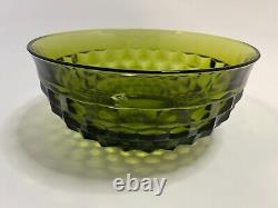 Indiana Glass Whitehall Colony Avocado Green Punch Bowl 11 x 5