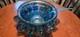 Indiana Harvest Blue Carnival Glass Iridescent Princess Punch Bowl Complete Set