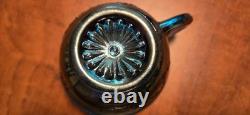 Indiana Harvest Blue Carnival Glass Iridescent Princess Punch Bowl Complete Set