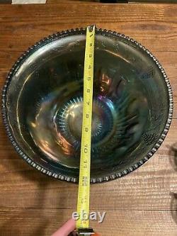 Indiana Harvest Grape Style Carnival Glass Punch Bowl Set 12 cups