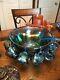 Indiana Harvest Grape Style Carnival Glass Set of Punch Bowl and 12 Cups