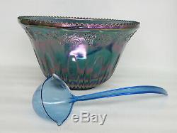 Indiana Harvest Grape Style Carnival Glass Set of Punch Bowl and 22 Cups 796B