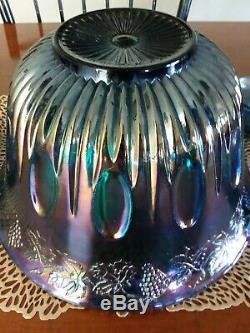 Indiana Harvest Grape Style Carnival Glass Set of Punch Bowl and 8 Cups