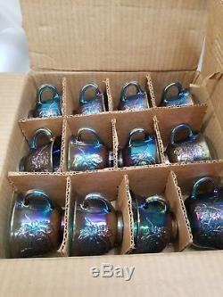 Indiana Harvest Iridescent Blue Carnival Glasspunchbowl12 Cups15 Hooksladle