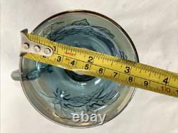 Indiana Iridescent Princess Blue Carnival Glass Punch Bowl, Cup Set Complete
