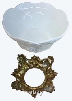 Indiana Lancaster Colony Milk Glass 1549 Golden Harvest Grape Punch Bowl Set