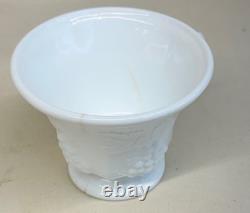 Indiana Lancaster Colony Milk Glass 1549 Golden Harvest Grape Punch Bowl Set