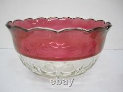 Indiana Lexington Thumbprint Flash Cranberry Punch Bowl 12 Cups Ladle Scalloped