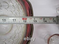 Indiana Lexington Thumbprint Flash Cranberry Punch Bowl 12 Cups Ladle Scalloped