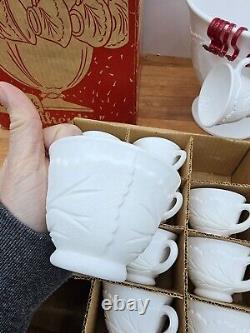 Indiana Milk Glass 26-Piece Footed Punch Bowl & Cup Set in Box