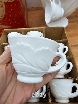 Indiana Milk Glass 26-Piece Footed Punch Bowl & Cup Set in Box