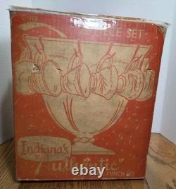 Indiana Milk Glass 26-Piece Footed Punch Bowl & Cups in original Box Christmas