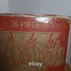 Indiana Milk Glass 26-Piece Footed Punch Bowl & Cups in original Box Christmas