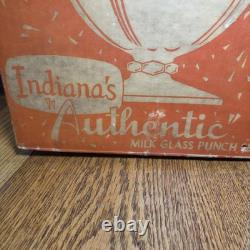 Indiana Milk Glass 26-Piece Footed Punch Bowl & Cups in original Box Christmas