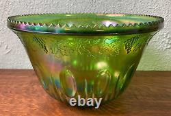 Indiana Princess Lime Green Carnival Glass 26 pc Punch Set Bowl Cups Hooks Ladle