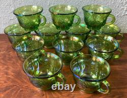 Indiana Princess Lime Green Carnival Glass 26 pc Punch Set Bowl Cups Hooks Ladle