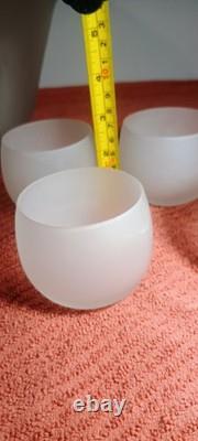 Indiana Princess White Frosted Glass Punch Bowl Set 11 Roly Poly Cups