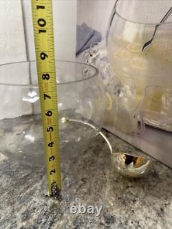 International Silver Co Vtg 25C OPTIC Glass Punch Bowl with8 cups, Platter& ladle