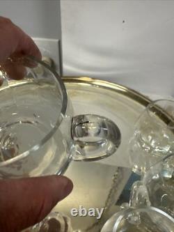 International Silver Co Vtg 25C OPTIC Glass Punch Bowl with8 cups, Platter& ladle