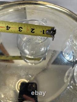 International Silver Co Vtg 25C OPTIC Glass Punch Bowl with8 cups, Platter& ladle
