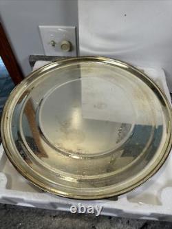International Silver Co Vtg 25C OPTIC Glass Punch Bowl with8 cups, Platter& ladle