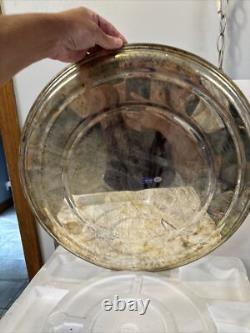 International Silver Co Vtg 25C OPTIC Glass Punch Bowl with8 cups, Platter& ladle