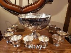 International Silver Company'Vintage' Silverplated Punch Bowl & 10 Cups India