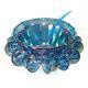Iridescent Blue Carnival Glass Princess Punch Bowl Complete Original Box 7446