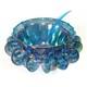 Iridescent Blue Carnival Glass Princess Punch Bowl Complete Original Box 7446