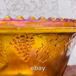Iridescent Carnival Glass Punch Bowl Set with 12 Cups Mid Century Serveware