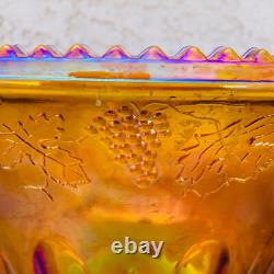 Iridescent Carnival Glass Punch Bowl Set with 12 Cups Mid Century Serveware