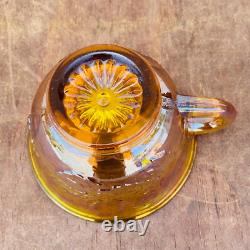 Iridescent Carnival Glass Punch Bowl Set with 12 Cups Mid Century Serveware
