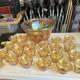 Iridescent Gold Carnival Glass Punch Bowl Set with (22) Cups Grape & Vine Pattern
