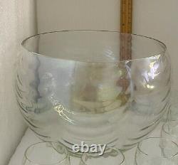 Iridescent Luster Punch Bowl & 12 Cups Mermaid Scales West Virginia Glass Rare