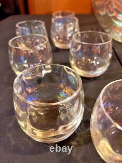 Iridescent Luster Punch Bowl & 16 Cups Mermaid Scales West Virginia Glass Rare