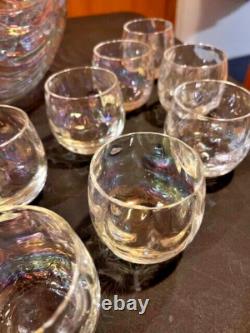 Iridescent Luster Punch Bowl & 16 Cups Mermaid Scales West Virginia Glass Rare