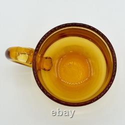 Italian Blown Glass Punch Bowl Set Honey Amber Tole Metal Grape Vine Stand