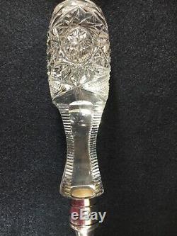 J D Bergen American Brilliant Cut Glass Silverplate Punch Bowl Ladle Antique Vtg