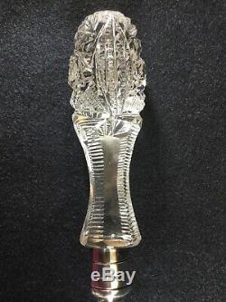 J D Bergen American Brilliant Cut Glass Silverplate Punch Bowl Ladle Antique Vtg