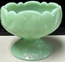 Jadeite Mosser Inverted Strawberry Glass Miniature Punch Bowl With6 Mini Cups 1960