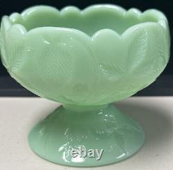 Jadeite Mosser Inverted Strawberry Glass Miniature Punch Bowl With6 Mini Cups 1960