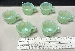 Jadeite Mosser Inverted Strawberry Glass Miniature Punch Bowl With6 Mini Cups 1960