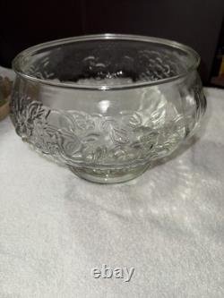 Jarmette Crystal Fruit Punch Set 26-Piece Grape Pattern Boxed 8.5 Qt Bowl Cups L