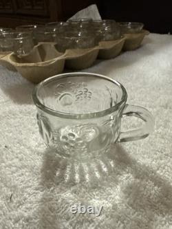 Jarmette Crystal Fruit Punch Set 26-Piece Grape Pattern Boxed 8.5 Qt Bowl Cups L