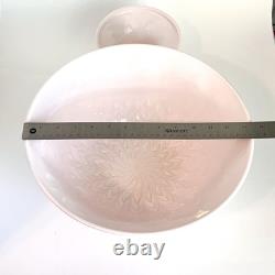 Jeanette Feather Pattern Shell Pink Milk Glass Punch Set Bowl Base 11 Cups Ladle