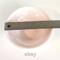 Jeanette Feather Pattern Shell Pink Milk Glass Punch Set Bowl Base 11 Cups Ladle