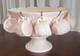 Jeanette Feather Pattern Shell Pink Milk Glass Punch Set Bowl Base Cups Ladle