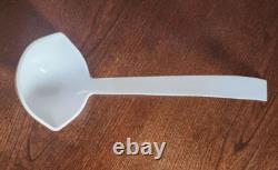 Jeanette Feather Pattern Shell Pink Milk Glass Punch Set Bowl Base Cups Ladle