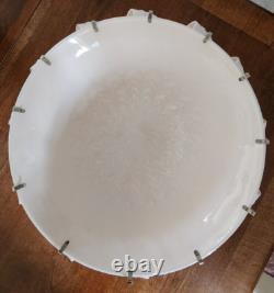 Jeanette Feather Pattern Shell Pink Milk Glass Punch Set Bowl Base Cups Ladle