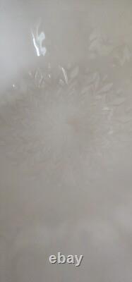 Jeanette Feather Pattern Shell Pink Milk Glass Punch Set Bowl Base Cups Ladle